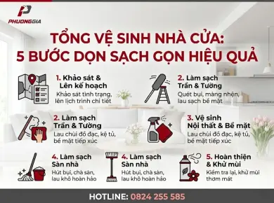 Tổng vệ sinh nh&agrave; cửa: 5 bước dọn dẹp sạch, gọn, hiệu quả 